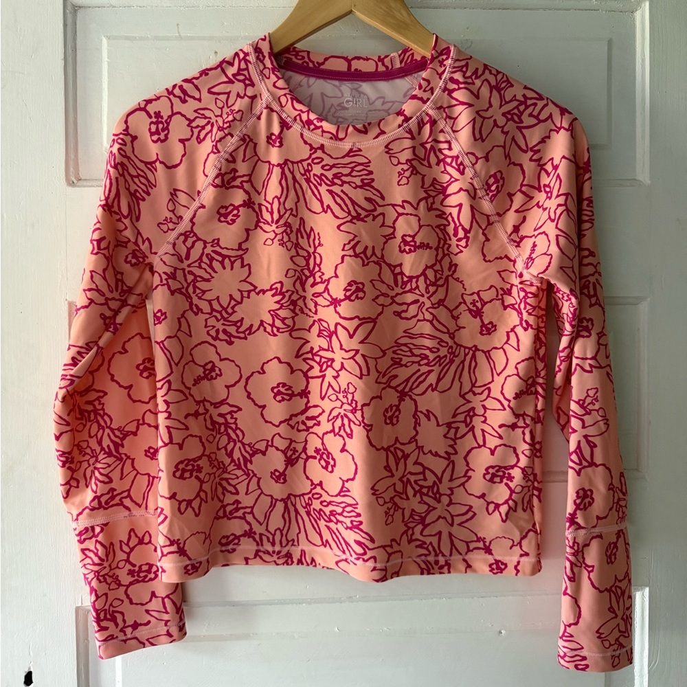 Athleta Girl Pink Flowered Rashguard